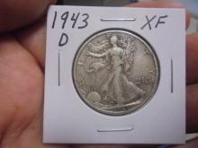 1943 D Mint Silver Walking Liberty Half Dollar