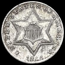 1855 Silver Three Cent NEARLY UNCIRCULATED