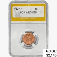 1927-D Wheat Cent PGA MS65 RED