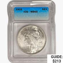 1922 Silver Peace Dollar ICG MS65