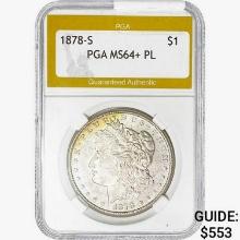 1878-S Morgan Silver Dollar PGA MS64+ PL