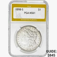 1898-S Morgan Silver Dollar PGA MS61