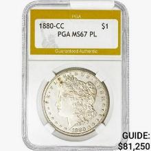 1880-CC Morgan Silver Dollar PGA MS67 PL