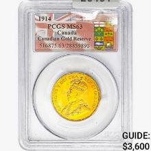 1914 $10 1/2oz Canadian Gold  PCGS MS63