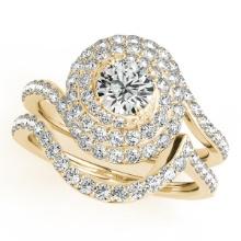Certified 1.25 Ctw SI2/I1 Diamond 14K Yellow Gold Bridal Wedding Set Ring