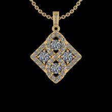 1.28 Ctw SI2/I1 Diamond 14K Yellow Gold Vintage Stye Pendant Necklace
