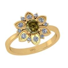 1.20 Ct GIA Certified Fancy Brown Yellow And White Diamond 14K Yellow Gold Engagement Ring