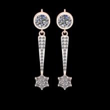 2.99 Ctw SI2/I1 Diamond 18K Rose Gold Dangling Earrings