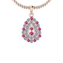1.15 Ctw SI2/I1 Pink Sapphire And Diamond 14K Rose Gold Pendant Necklace