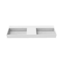 Juniper 60 in. Wall Mount Solid Surface Double-Basin Rectangle Bathroom Sink without Faucet Hole in