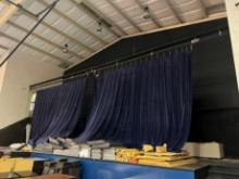 50' AUDITORIUM (RETRACTIBLE) THEATRE CURTAIN SYSTEM - NAVY BLUE (SOME RIPS)