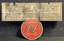 Pratt & Lambert Paint And Varnish Double Sided Painted Metal Hanging Advertising Sign