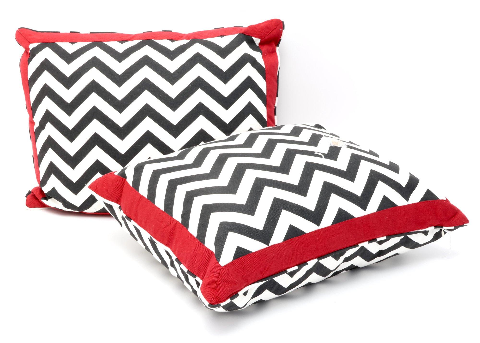 Pair Of Blackwhite And Red Pillows