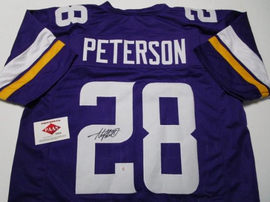 Adrian Peterson of the Minnesota Vikings signed autographed football jersey PAAS COA 669