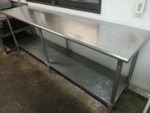 8' Stainless Steel Table W/ Galvinized Under Shelf / Commercial Work Top Table W/ Under Shelf.