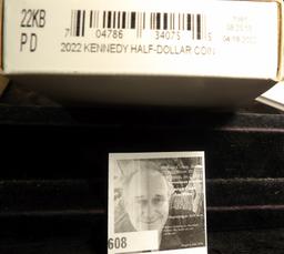 2022 P & D Solid date Kennedy Half-Dollar Rolls in original unopened U.S. Mint Box of issue.