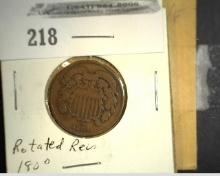 1864 U.S. Two Cent Piece, Rotated Reverse, 180 degrees.