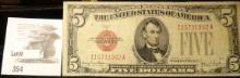Series 1928F $5 U.S. Note Red Seal.