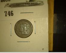 1865 U.S. Three Cent Nickel, carded.