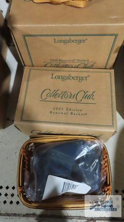 Longaberger...1999 and 2002 renewal baskets and five-year charter member lapel pin