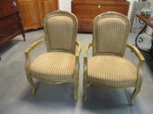 Pair of Ashley Home Furniture Wood Armchairs