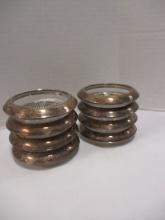 Eight Sterling Rimmed Frank Whiting Glass Coasters