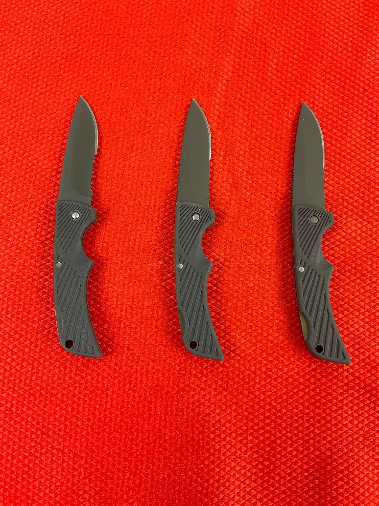 3 pcs Gerber Bear Grylls Compact Scout Folding Knives Model No. 30-000837. NIB. See pics.