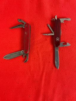 2 pcs Vintage Steel Folding Multi-Tool Swiss Army Pocket Knives. 1 Victorinox, 1 Colonial. See pi...