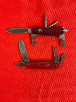 2 pcs Vintage Steel Folding Multi-Tool Swiss Army Pocket Knives. 1 Victorinox, 1 Colonial. See pi...