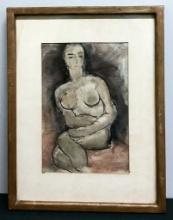 George Constant Watercolor Pen & Ink - Nude, Signed Lower Right, Framed W/
