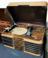 Old Record Player In Wood Case - 22"x15"x11", No Cord
