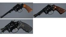 Three Smith & Wesson Double Action .22 Rimfire Revolvers