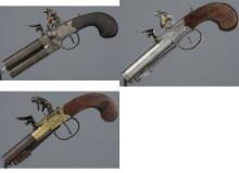 Three Engraved British Boxlock Flintlock Pistols