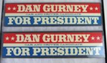 Lot (2) Vintage 1964 Dan Gurney for President Bumper Stickers- Unused/ NOS Rare Car & Driver