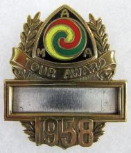 Excellent Antique 1958 AMA American Motorcycle Association Tour Award Badge