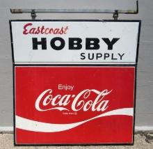 Huge Vintage Coca Cola Metal Double Sided Street Side Hanging Sign East Coast Hobby Supply
