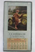 Antique 1924 Calendar Lady & Roadster- F.H. Levengood Auto Tires- Jackson, Mich