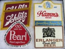 Lot (5) Vintage Large Sewn Beer Advertising Patches- Hamm's, Erlanger, Pearl, Schlitz