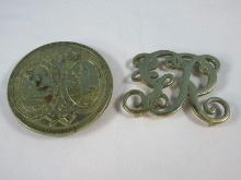 2 Brass Virginia Metal Crafters Patchwork & Interiors Greenville SC State Seal Emblem/