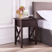 Eily Night Stand Bedside Table with Drawer in Expresso, Approximate Dimensions - 22" H x 12" W x 16"