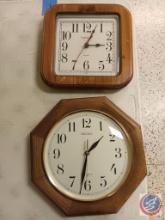 (2) wooden wall clocks