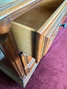 Vintage Oak Triple Dresser w/Mirror