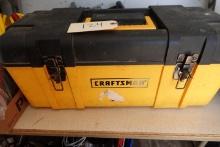 CRAFTSMAN PLASTIC TOOL BOX INCLUDING HAND TOOLS DRILL BITS AND MORE