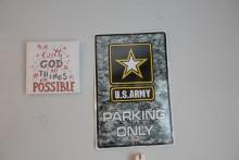 US ARMY PARKING ONLY SIGN ETC