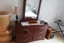 6 DRAWER DRESSER WITH MIRROR MAHOGANY COLOR 48 X 16
