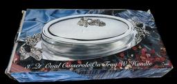 3 Quart Oval Casserole on Tray with Handles