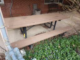8 Foot Metal Frame Wooden Picnic Table