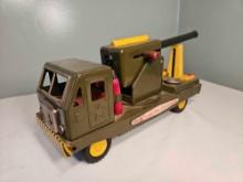 Vintage Cragstan Battery Operated Cannon Tin Army Truck