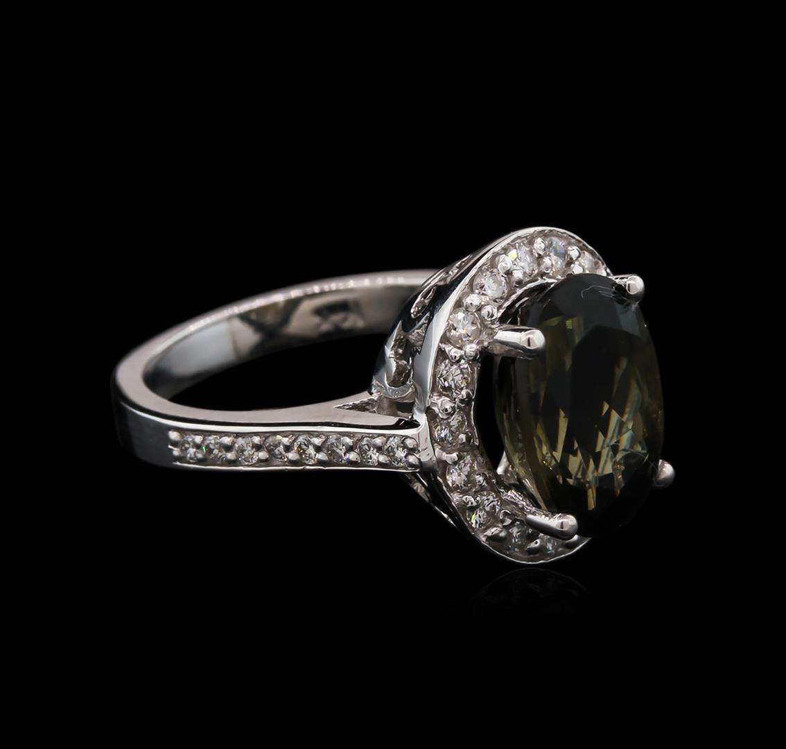 4.35 ctw Green Tourmaline and Diamond Ring - 14KT White Gold