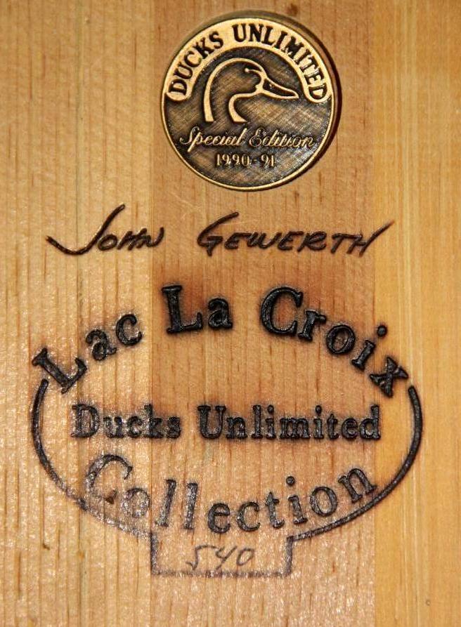 Ducks Unlimited Lac La Croix Collection Wood Decoy by John Gewerth